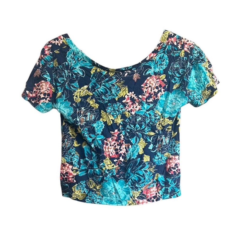 Floral Tie Front Top Short Sleeve Blouse‎ Casual Boho Chic